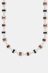 Iced Chocolate Mixed Shape Gemstone Chain - White