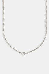 Clear Heart Micro Cuban Chain - 2.5mm - White