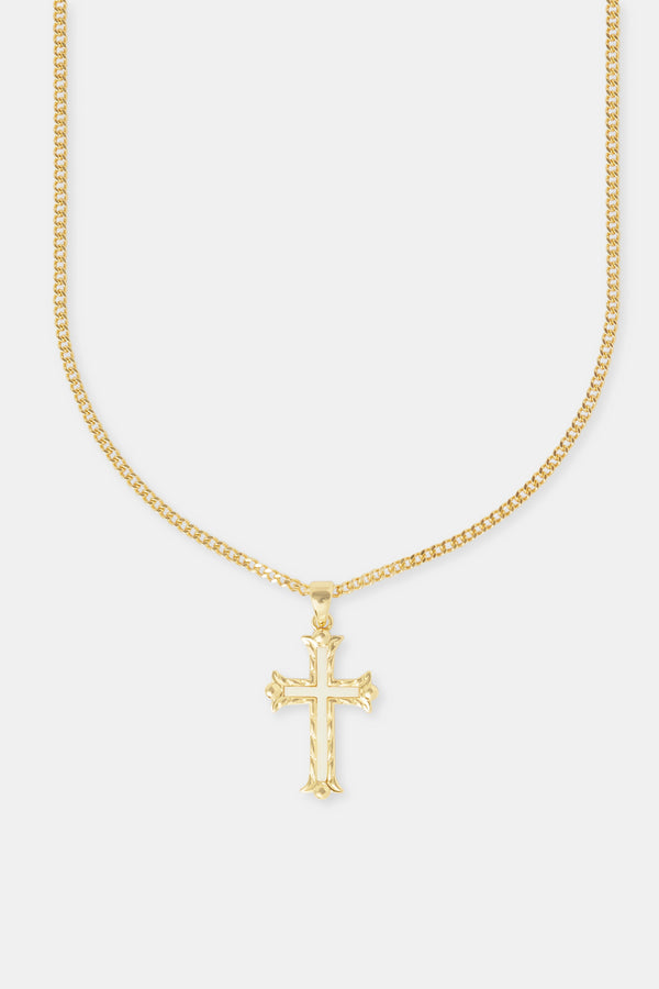 30mm White Cross Necklace - Gold