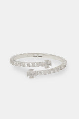 Iced Cross Motif Baguette Bangle - 8mm