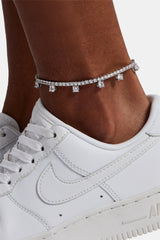 Drop Gemstone Tennis Anklet - 3mm