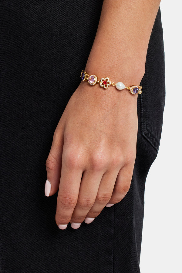 Freshwater Pearl & Multi Gemstone Bracelet