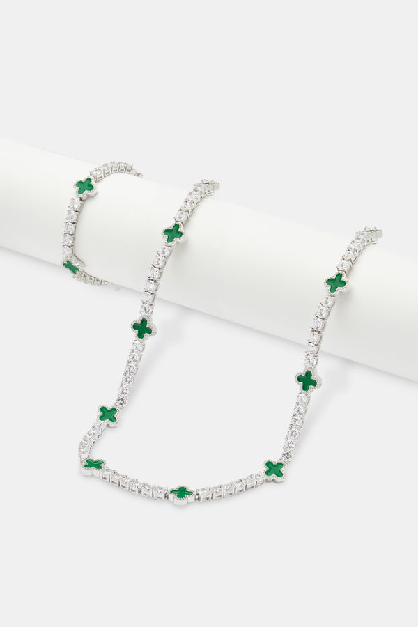 Mens Green Motif Tennis Chain + Bracelet