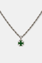 Green Enamel Cross Motif Necklace - 10mm