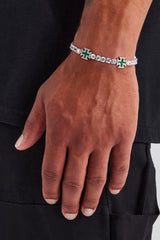 Green Cross Motif Tennis Bracelet - 5mm