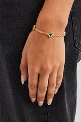 Green Enamel Motif Rolo Link Bracelet - 10mm