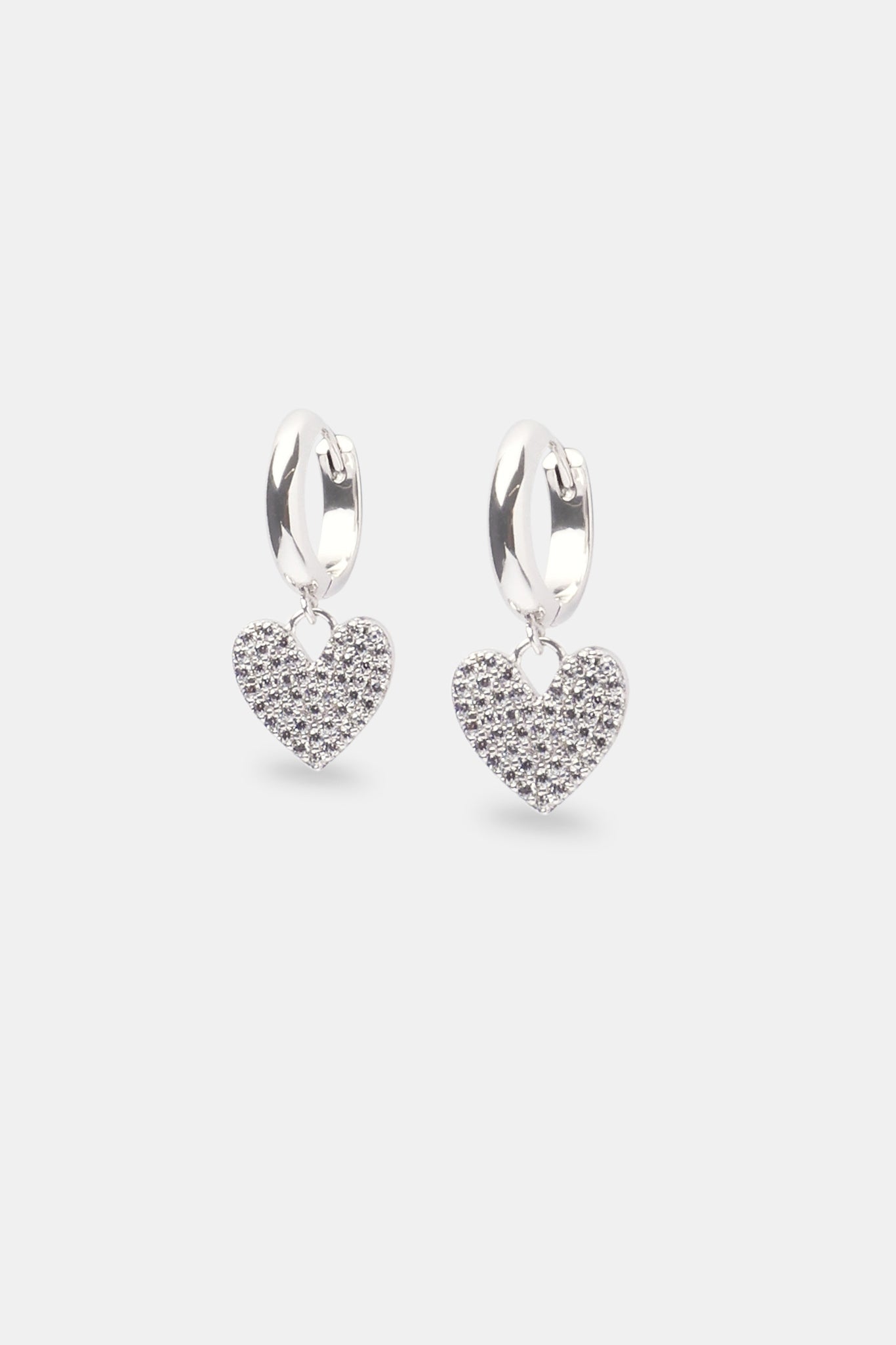 Iced Heart Huggie Hoop Earrings - White | Womens Earrings | Shop Hoop ...