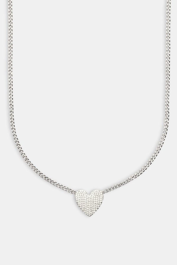 Iced Heart Necklace - White