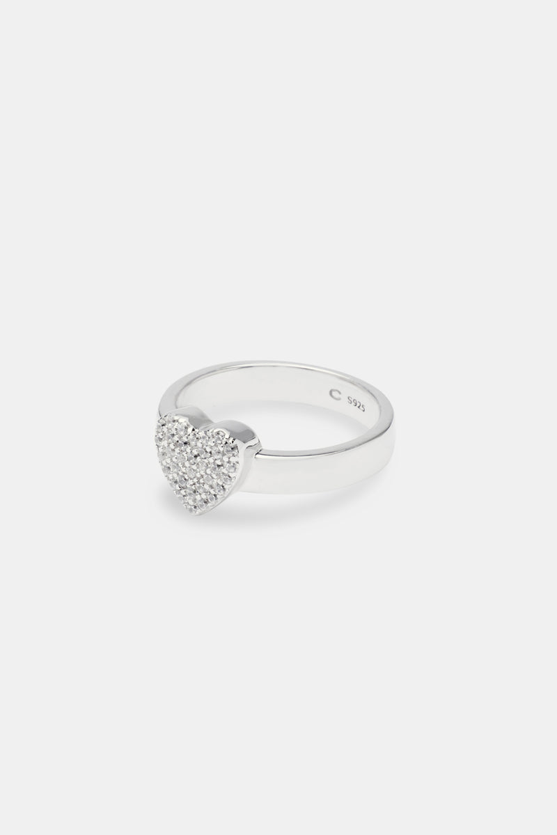 Iced Heart Ring - White