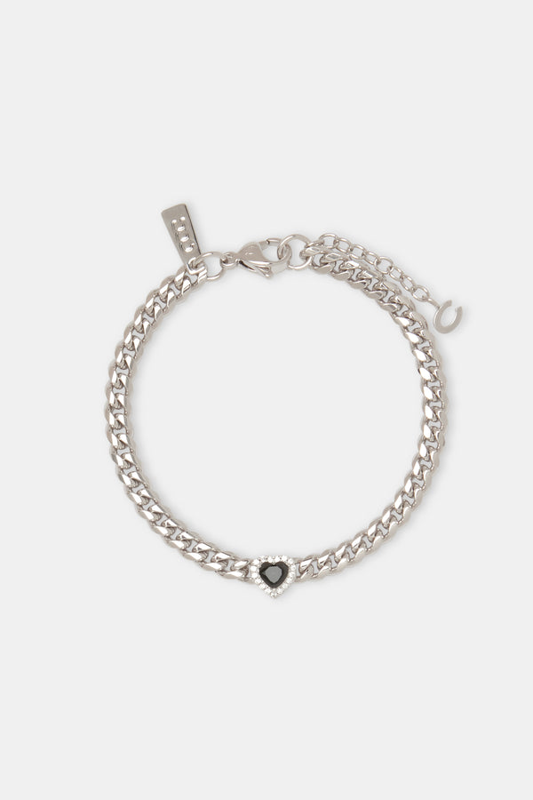 Black Heart Cuban Bracelet - 5mm