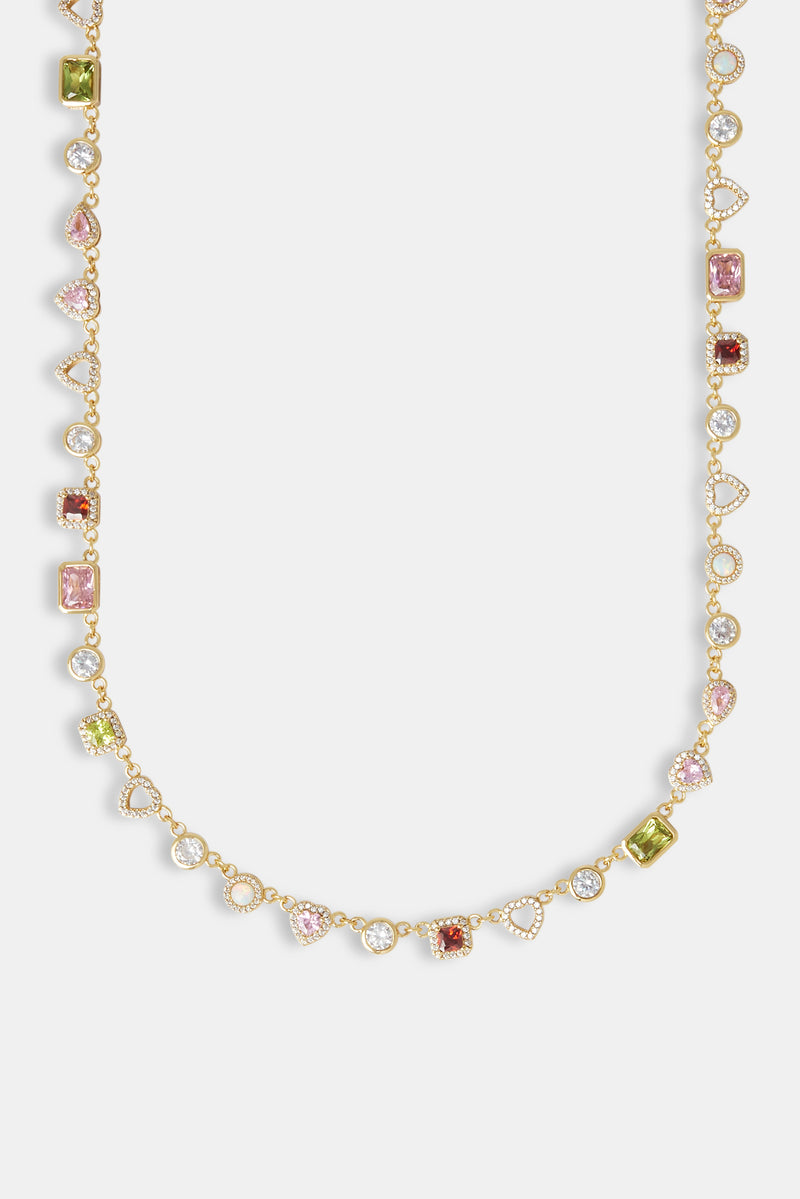 Heart Outline Multi Gemstone Chain - 6mm