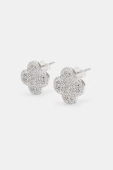 Womens Iced Motif Stud Earrings - White