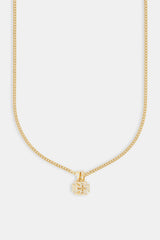 Iced Double Cross Motif Cuban Necklace - 10mm - Gold