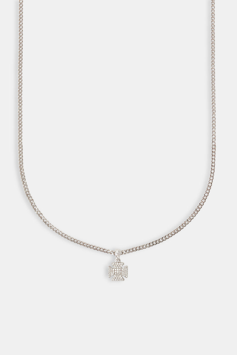 Iced Cross Motif Cuban Necklace - 10mm