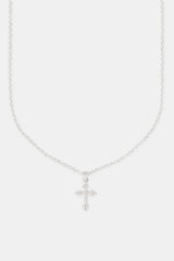 Iced Cross Pendant Necklace - 25mm