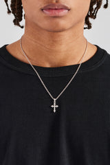 Iced Cross Pendant Necklace - 25mm