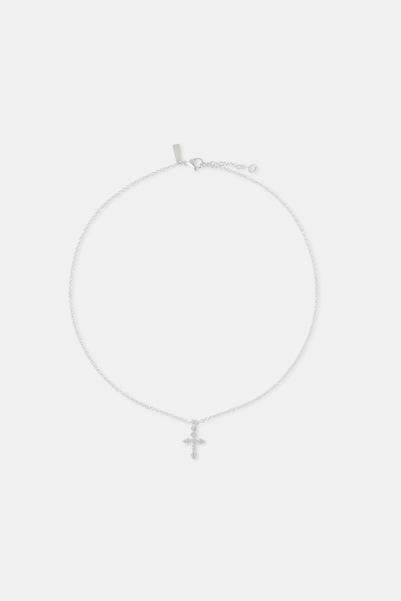 Iced Cross Pendant Necklace - 25mm