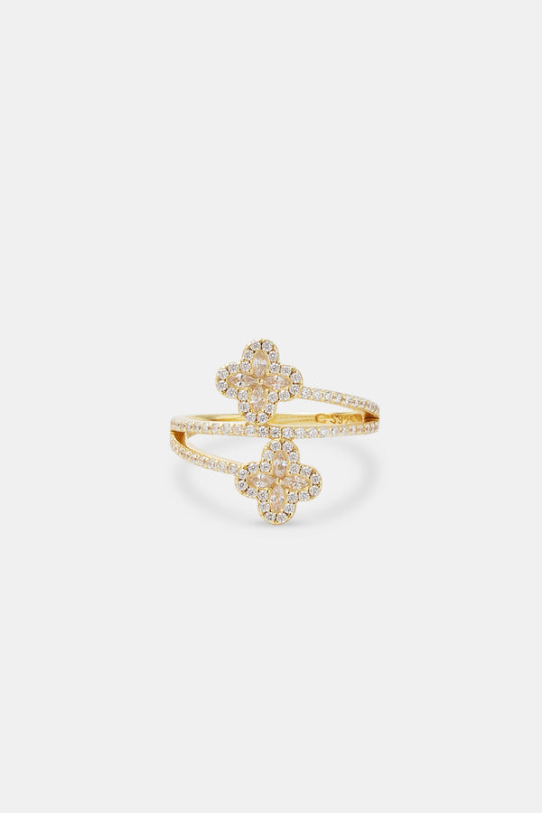 15mm Motif CZ Twist Ring - Gold