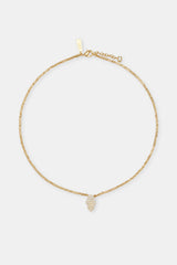 Iced Hamsa Hand Necklace - Gold