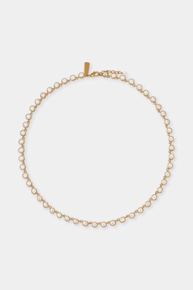 Iced Round Stone Chain - 6mm - Gold