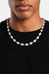 Iced Rhombus Tennis Chain - White 10mm