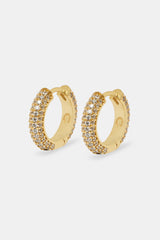 Iced Hoop Earrings - Gold 15mm