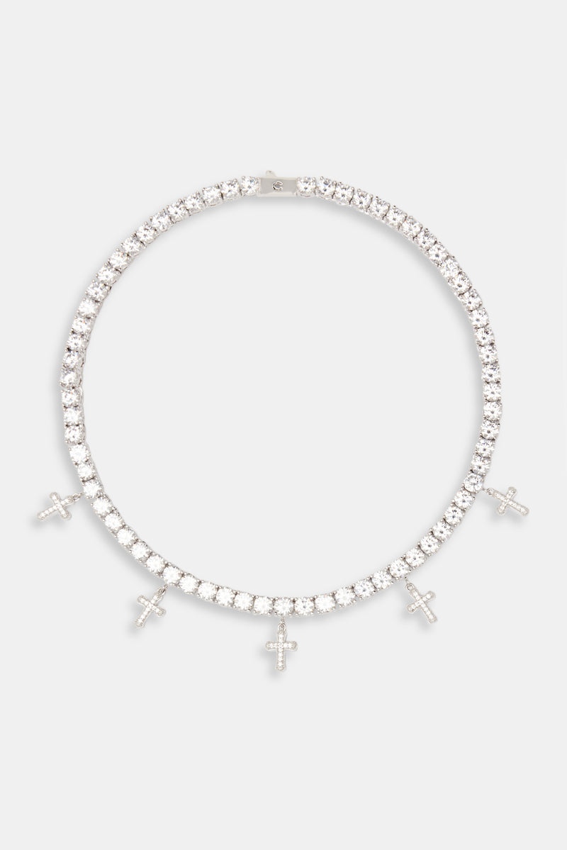 Iced Tennis Drop Cross Choker