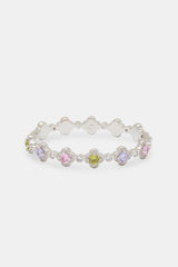 Multi Colour CZ Motif Bangle - White