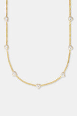 2.5mm Micro Cuban Multi Heart Cz Chain - Gold