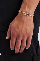 Multi Gemstone Motif Bracelet - Gold