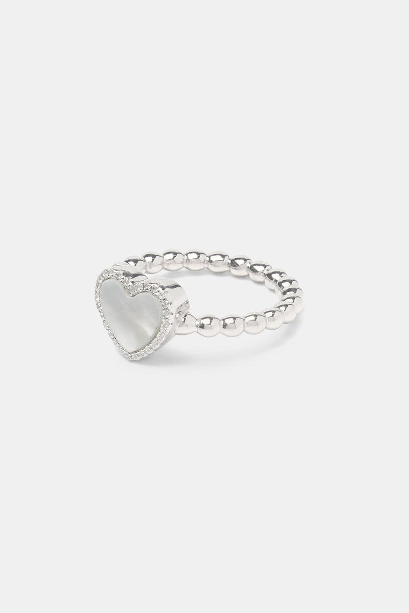 Mother Of Pearl Heart Ring - White