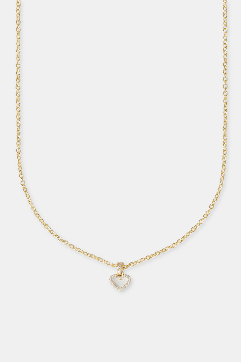 Mother Of Pearl Heart Necklace - 8mm