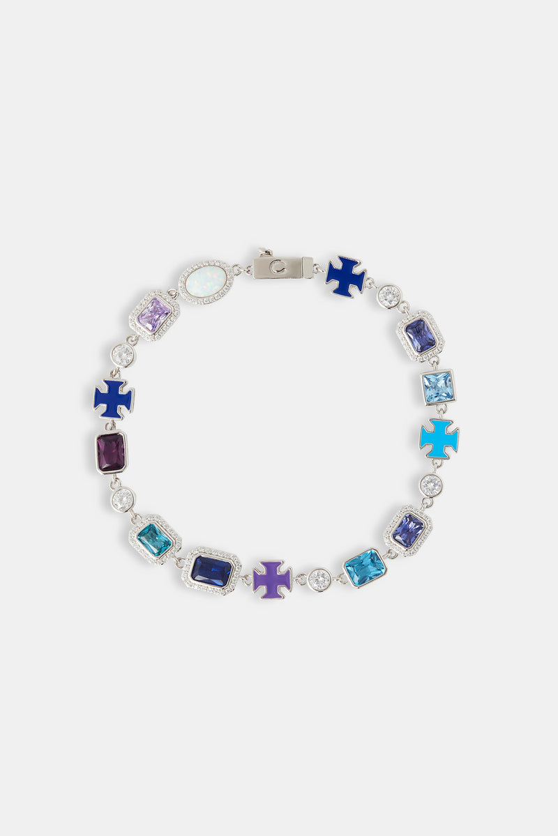 Multi Gemstone Motif Bracelet - Blue