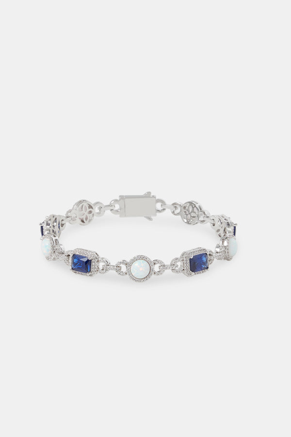 Opal & Blue Baguette Tennis Bracelet - 10mm