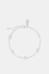 Opal & Clear Stone Rolo Link Bracelet - 5mm