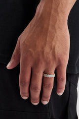 6mm Panelled Iced Ring - White