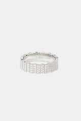 6mm Panelled Iced Ring - White