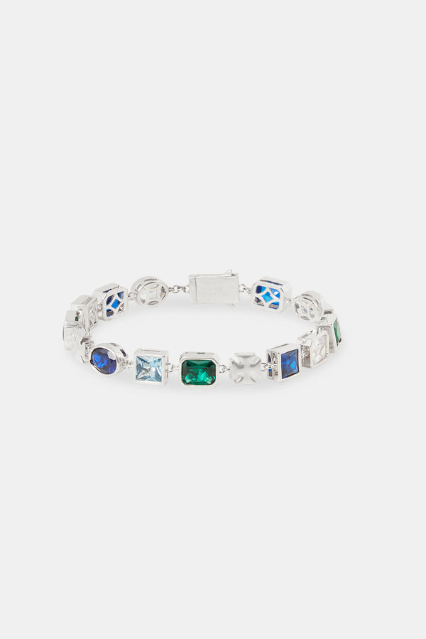 Polished Edge Gemstone & Cross Bracelet - 8mm