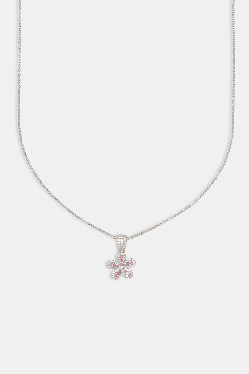 Pink Iced Flower Necklace - 15mm