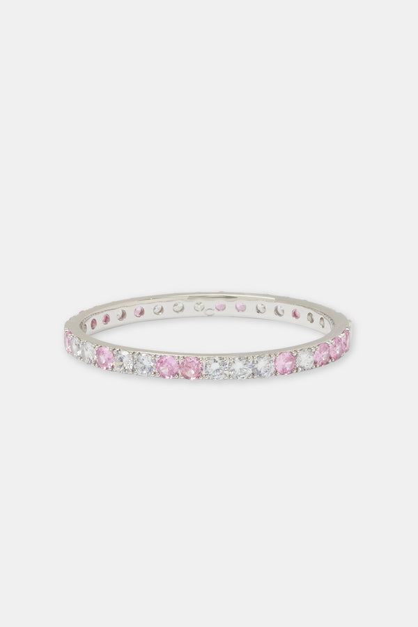 Pink & White Colourblock Tennis Bangle- 5mm