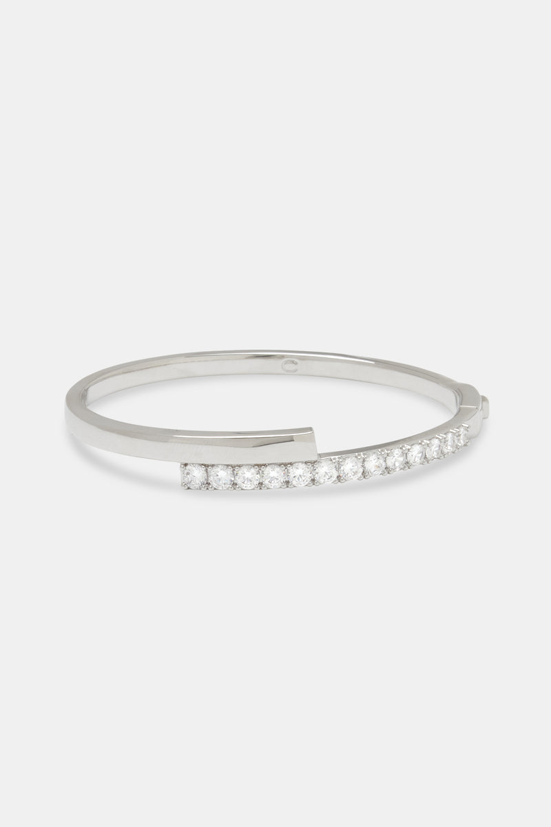 Polished & Iced Half Bangle - 5mm