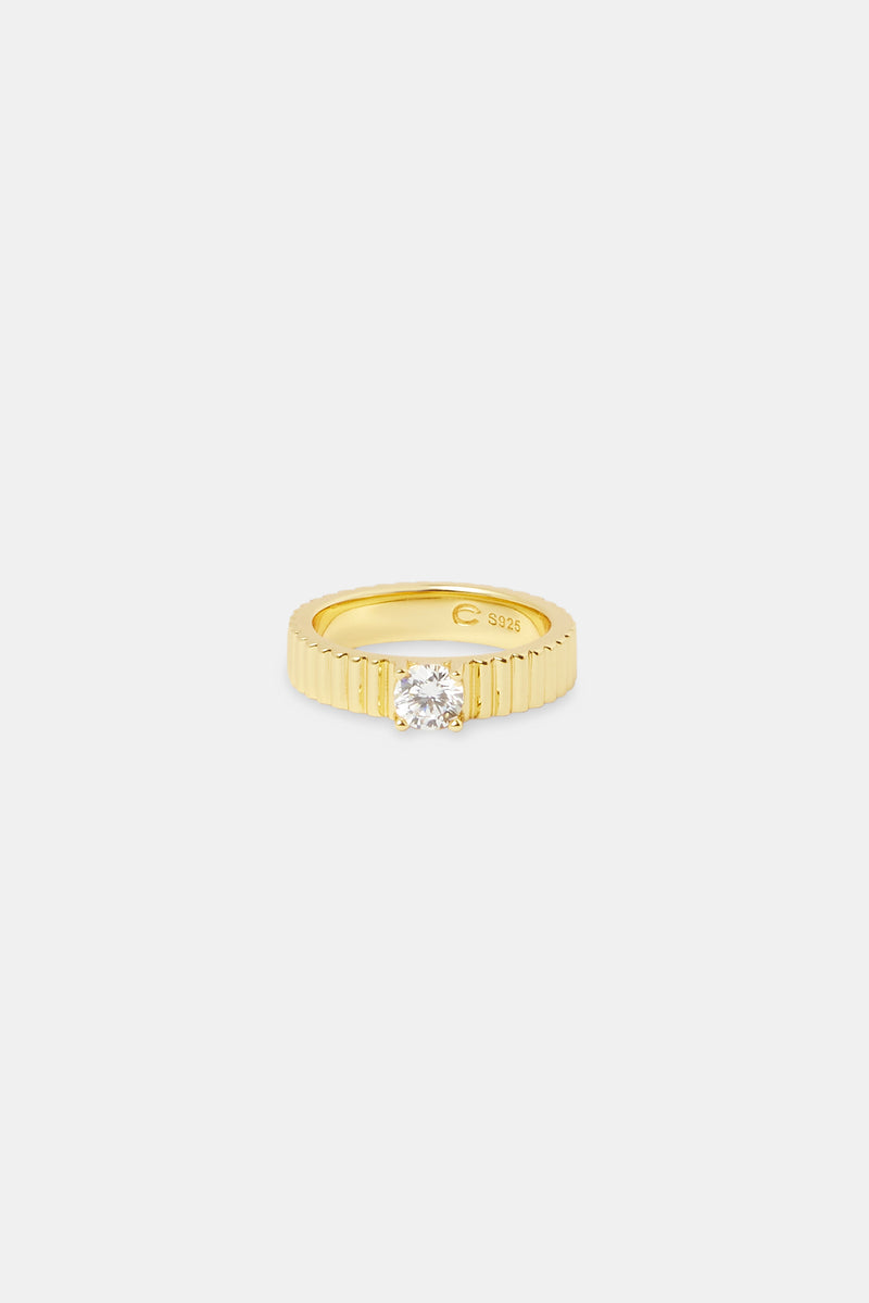 White Panel Cz Band Ring - 5mm