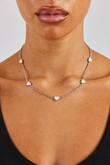 Pink Enamel Heart Rolo Necklace - 8mm