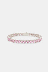 Pink CZ Heart Tennis Bracelet - 5mm