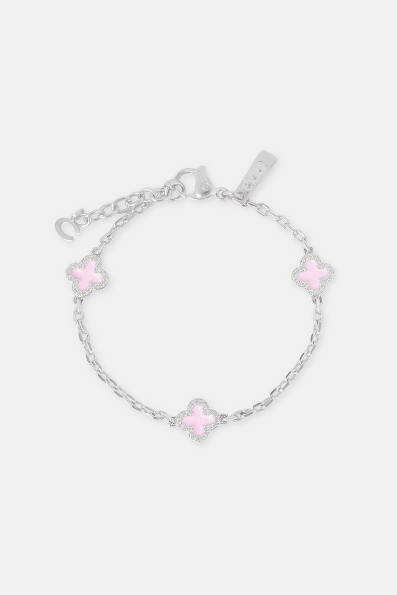 Pink Enamel Motif Rolo Link Bracelet - 10mm