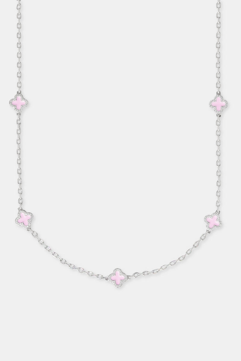 Pink Enamel Motif Rolo Link Chain - 10mm