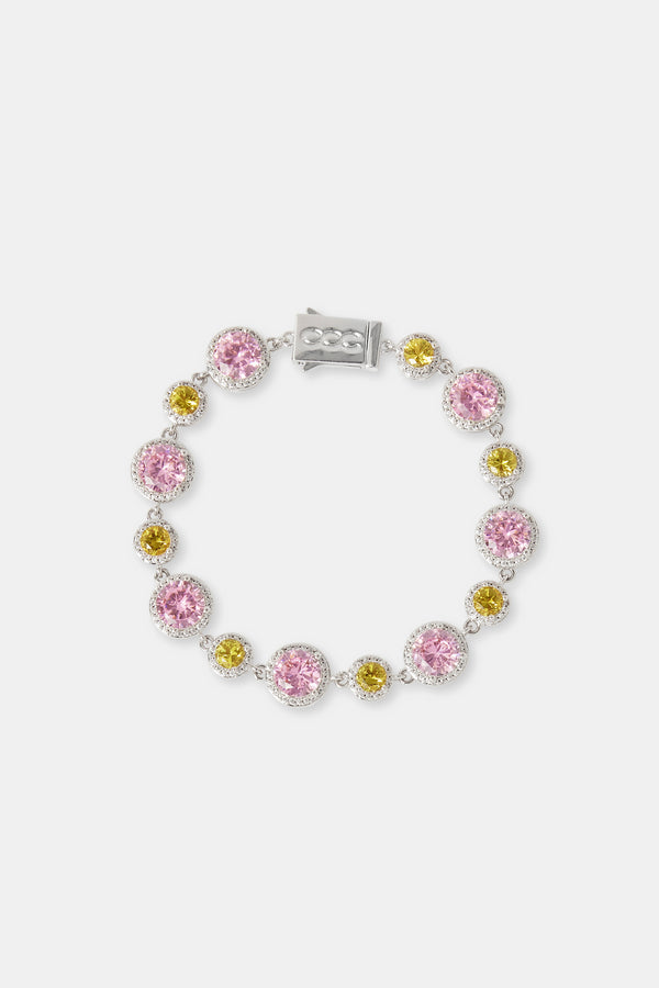 Pink & Lemon Alternating Tennis Bracelet - 10mm