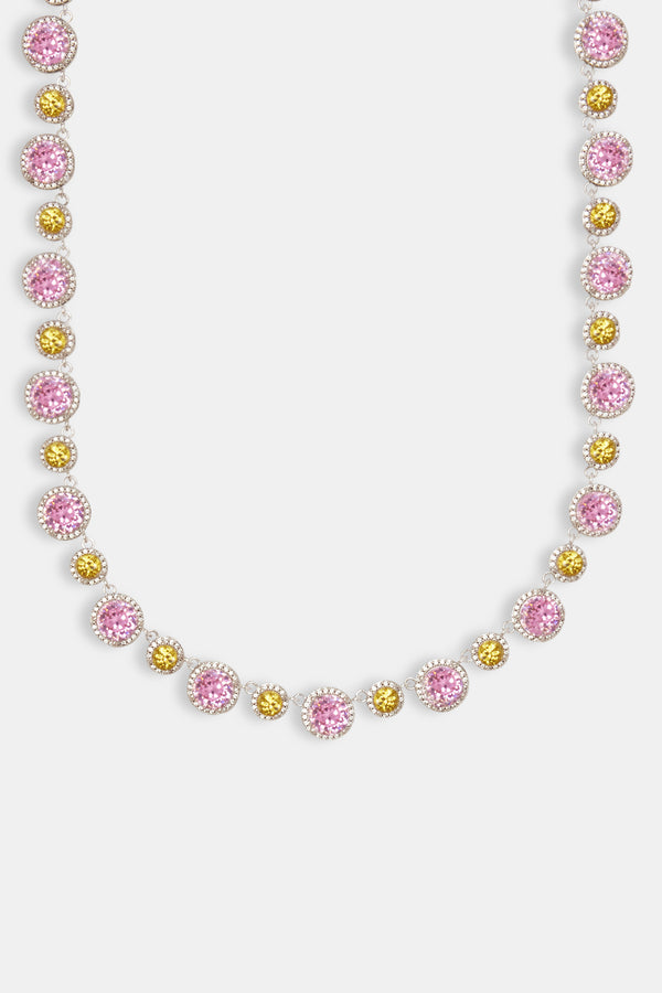 Pink & Lemon Alternating Tennis Chain - 10mm