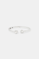 Polished Cz Heart Bangle - White - 5mm