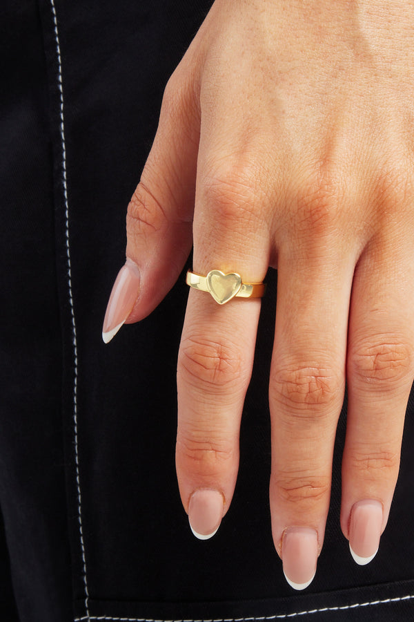 Polished Heart Ring - Gold